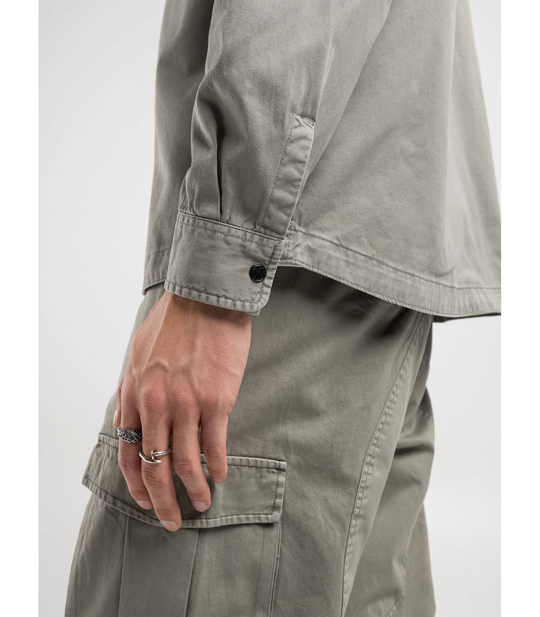 リラックスフィット コットンツイルシャツ 詳細画像 ミリタリーグレー 6